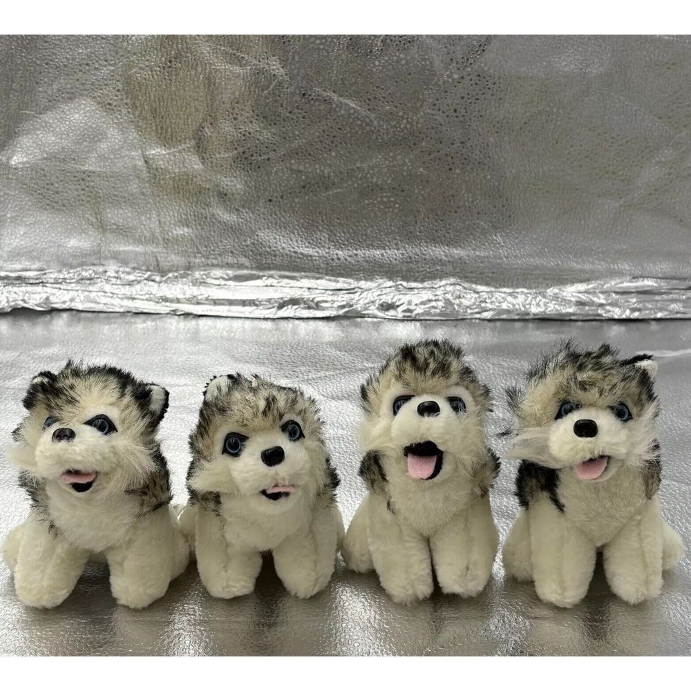 VTG Legends Siberian Husky Full Body 5" Plush Keychain Lot Of 4 Dog‎ Sled Y2K
